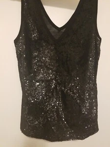 Arden B Women's Stunning Top Size Large Black Sequins Sleeveless (26"L 16"W) - Picture 1 of 7