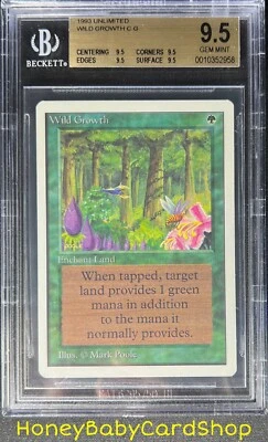 MTG Unlimited Edition 1993 Wild Growth BGS 9.5Q (TRUE QUAD) GEM MINT 93/94 - Image 1 of 4