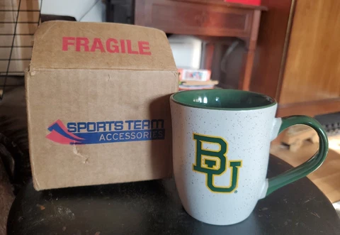 RFSJ Baylor Bears 16 Oz Granite Mug New Opened Box Cover