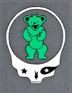 Grateful Dead Decal Sticker Vintage Original Skeleton Skull Green Teddy Bear - Picture 1 of 1
