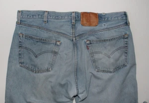 Vintage 90s Levis 501XX Jeans 39x29 Red Tag Light Wash Denim Fade Worn Button - Picture 1 of 11