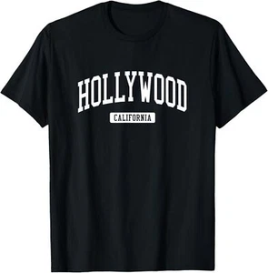 Hollywood California CA Vintage Athletic Sports Design T-Shirt Hoodie - Picture 1 of 17
