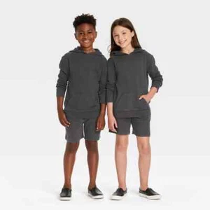 (2) NWT Cat & Jack Hoodie Sweatshirt Heather Gray Kids Unisex Medium Ships Free - Picture 1 of 7