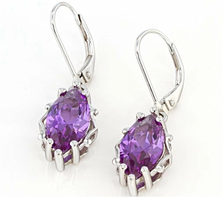 Zafiro-rodio sobre plata esterlina 6,80 ctw marquesa púrpura creado en laboratorio Foto 1 de 3