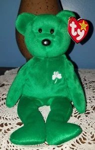 Retired Ty Beanie Baby MWMT Rare 8" - Erin 1997 Shamrock on Chest Green Bear - Picture 1 of 2