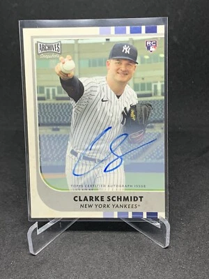 2021 Topps Archives Snapshots Auto Clarke Schmidt #24 Rookie RC YANKEES 72924 - Image 1 of 2