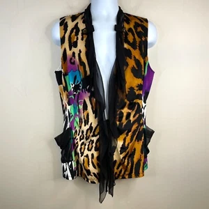 Alberto Makali Womens Animal Print Artsy Vest NWT XL MIXED MEDIA Mid Length Knit - Picture 1 of 16