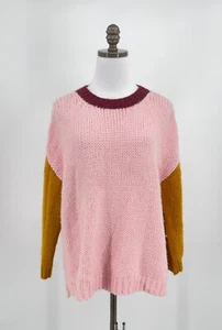 Xirena Aspen Apres Color Block Knit Ski Sweater Pink, Yellow, Burgundy Size S - Picture 1 of 6