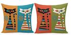 Mid Century Modern Cats And Atomic Art Square Pillowcase Decorative Throw Pil...