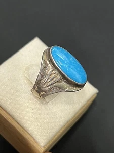 Navajo Lee Paulin Sterling Silver Turquoise Ring ( Size 7.5 )( 7g )  4 - Picture 1 of 8