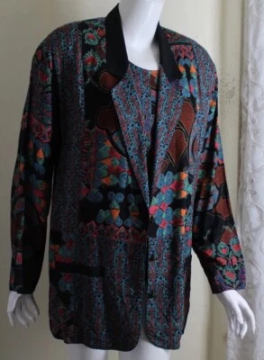 Carole Little S M 4 6 8 Vintage Rayon Tank + Jacket Art-to-Wear Paisley - Image 1 of 4