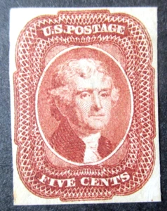 Buffalo Briefmarken: Scott #12, 1851 Jefferson, postfrisch H/OG & VZ, CV = 62.500 $ wie 90XF - Bild 1 von 2