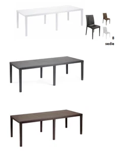 TAVOLO POLI RATTAN ALLUNGABILE 220X90 CON 8 SEDIE RATTAN PER ESTERNO GIARDINO - Foto 1 di 6