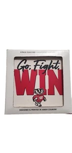 University of Wisconsin Badgers "GO FIGHT WIN" Keramik Untersetzer 4"x4" 4er Set - Bild 1 von 3