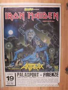 Poster Originale Manifesto Concerto Iron Maiden Firenze 19/11/1990 100X70 Cm - Foto 1 di 1