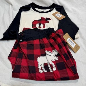 NWT Lazy One Moose Pajamas Set Size S Small Shirt & Pants Red Plaid Women’s - Picture 1 of 7