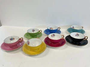 Juegos de 7 tazas platillos arco iris M&R Made in France Demitasse - Imagen 1 de 5