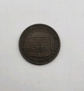 1844 Half Penny Province Of Canada Bank Of Montreal Merchant Token.Copper.Used. - Picture 1 of 3
