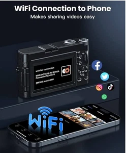4K DIGITAL CAMARA FOR PHOTO WHIT 32GB CARD 2BATERIESDC102W/DC101 WIFI 250410 NEW - Picture 1 of 9