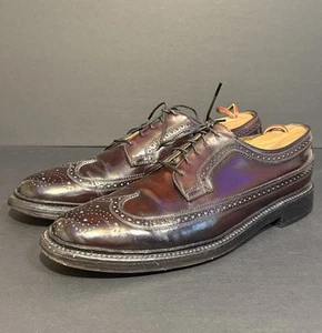 VTG FLORSHEIM IMPERIAL SHELL CORDOVAN WINGTIP BURGUNDY SZ 9A 🌟 - Picture 1 of 9