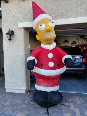 Homer Simpson 8 ft Tall Airblown Inflatable Santa READ DISCRIPTION - Image 1 of 4