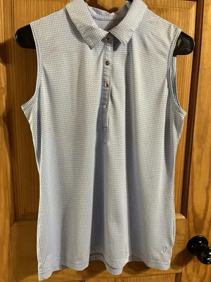 Camisa de golf deportiva Haley para mujer talla mediana azul sin mangas Foto 1 de 4
