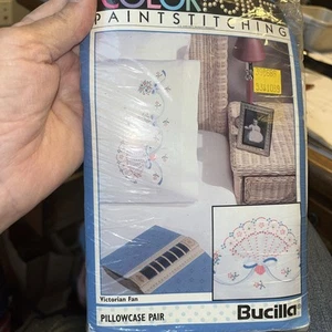 Bucilla Special Edition Quilted Hearts Stamped Pillowcase Pair 6)3641 NOL - Picture 1 of 3