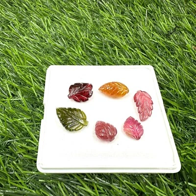 AAA Quality 100% Natural Multi Tourmaline Leaf Shape Carved Loose Gemstone Lot F - Image 1 of 4