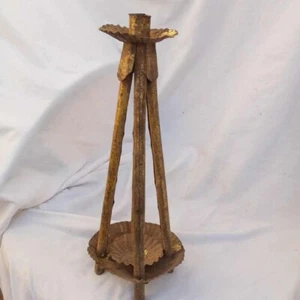 Modernist Tin floor candle holder, 1950s Old Primitive Candle Tin - Picture 1 of 12