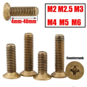 Tornillos de latón Phillips cabeza contrahundida tornillo cabeza plana pernos M2 M2.5 M3-M6 - Imagen 1 de 8