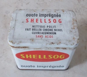Vintage SHELL Tin Box Wadding SHELLSOG antique France garage collecting vtg old - Picture 1 of 6