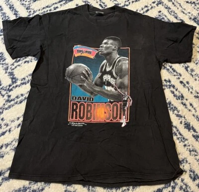 Vintage NBA STARTER DAVID ROBINSON 1990 San Antonio SPURS T-SHIRT SIZE L - Image 1 of 4