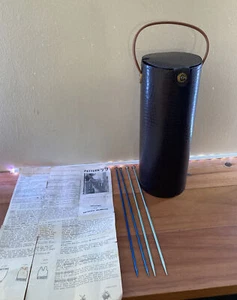 Vintage Brown FAUX ALLIGATOR Skin YARN DISPENSER Holder Patent Leather Caddy - Picture 1 of 18