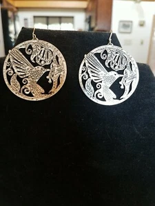 Silver Hummingbird Wire Earrings - Picture 1 of 6