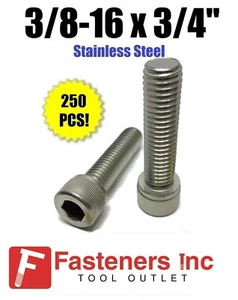 (Qty 250) 3/8-16 x 3/4" Stainless Steel Socket Head Cap Screw Standard Socket - Picture 1 of 3