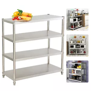 Estante de acero inoxidable Estante de cocina 4 pisos Gastronomía Estante de almacenamiento Estante de cocina Estante de pared - Imagen 1 de 20