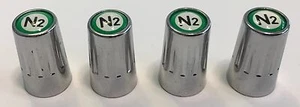 4 (Nitrogen) Chrome..Long..VALVE CAPS -N2- inlayed...TPMS Safe..w/ Window Decal - Bild 1 von 3