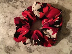 Red Black Floral SCRUNCHIE stocking stuffer HAIR cloud Scrunchies ponytail vsco - Picture 1 of 1