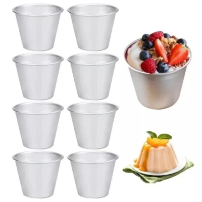 8x Aluminium Dariol Mould Baking Cup Dariole Pudding Dessert Creme Moulds - Image 1 of 4