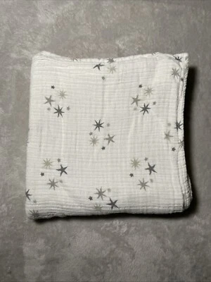 Aden & Anais Gray Twinkle Stars Starburst Cotton Muslin Swaddle Baby Blanket - Image 1 of 4