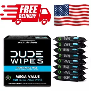 DUDE Wipes, Flushable Wipes,Extra Large and Fragrance-Free 400 ct. Free Shipping - Picture 1 of 8