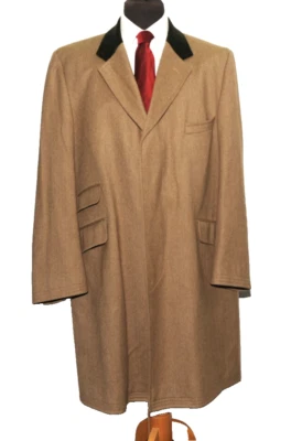 SUPERB ORIGINAL CROMBIE GREEN VELVET COLLAR BROWN COVERT COAT 44” REGULAR - Image 1 of 4