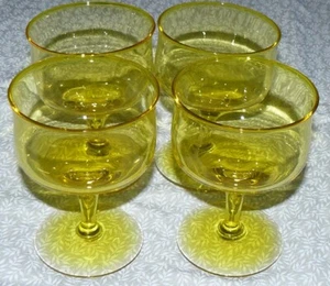Juego de 4 Morgantown mediados de siglo MCM Piña Amarillo Bajo Sherbets Champagne - Imagen 1 de 4