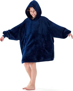  Hoodie Blanket for Kids Super Soft Warm Oversized Hooded Blanket Navy New - Picture 1 of 8