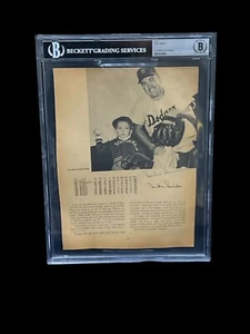 DUKE SNIDER BROOKLYN DODGERS SIGNED VINTAGE AUTOGRAPH 8X10 CUT BECKETT BAS - Picture 1 of 3
