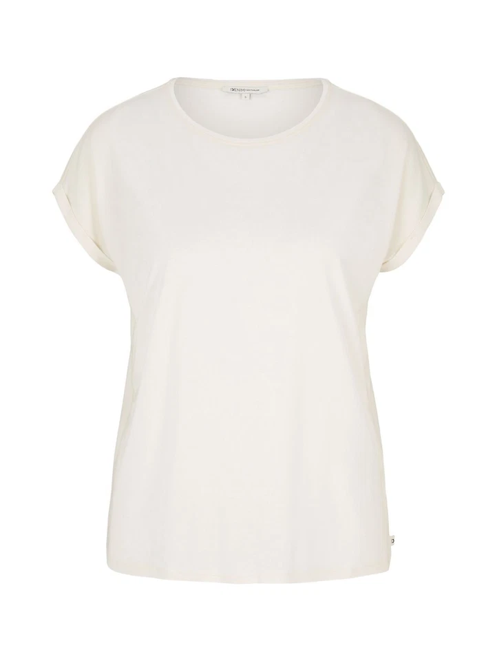 Tom Tailor Denim Femme T-Shirt FLUENT BASIC - Coupe Relaxed Blanc Bleu Vert Rose - Photo 1/1