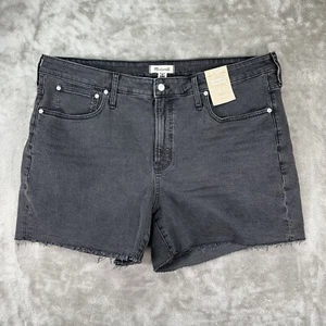 Madewell Women The Perfect Jean Shorts Black Denim Tall Rise 22w $74.50 - Picture 1 of 6