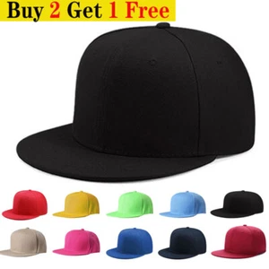 Baseballkappe Druckknopflasche flache Mütze Trucker einfarbig schlicht leer Männer Hip Hop Armee Frauen - Bild 1 von 23
