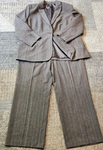 Vintage Style & Co. Damen Plus 18W braun Nadelstreifen Hosenanzug Stretch, weites Bein - Bild 1 von 12