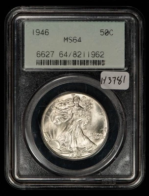 1946 50c Walking Liberty Half Dollar - Looks 65 - OGH PCGS MS 64 - SKU-H3781 - Image 1 of 4
